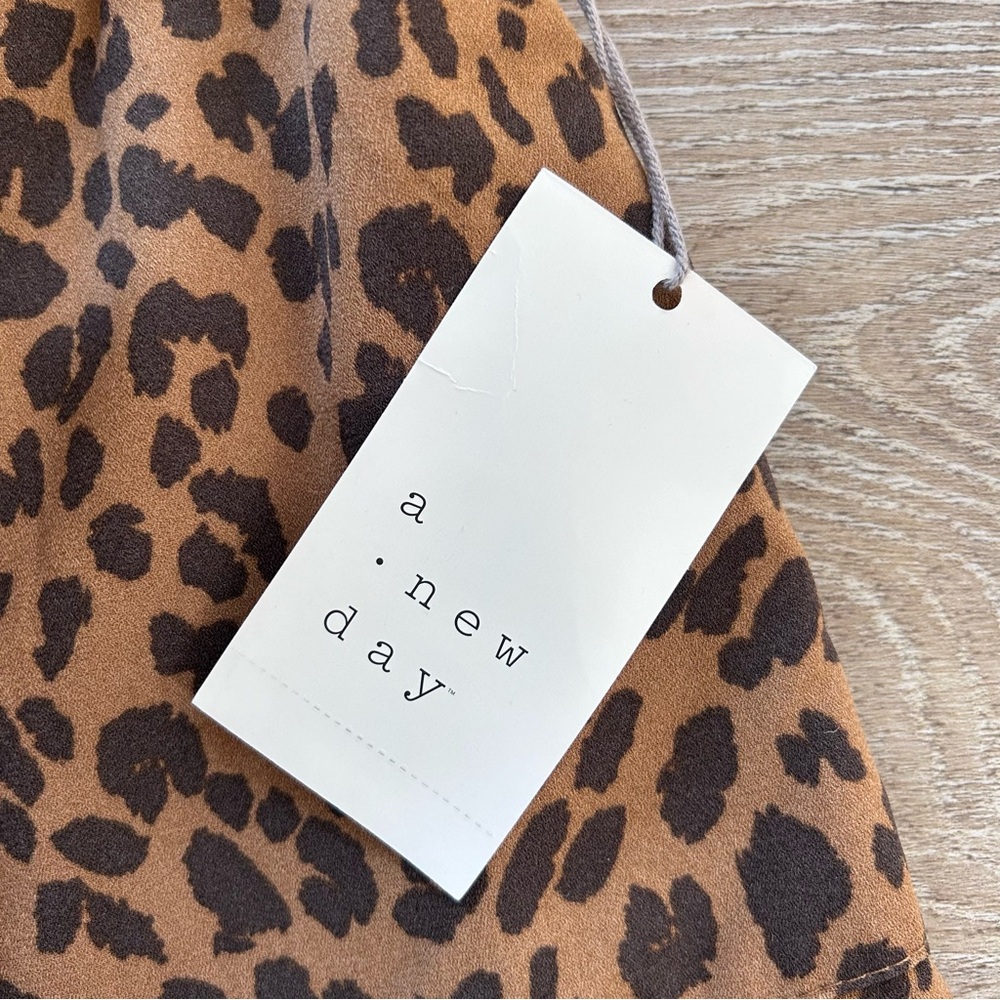 A New Day leopard print tie waist paper‎ bag pocket shorts Bow Belt Small NEW - Picture 3 of 9